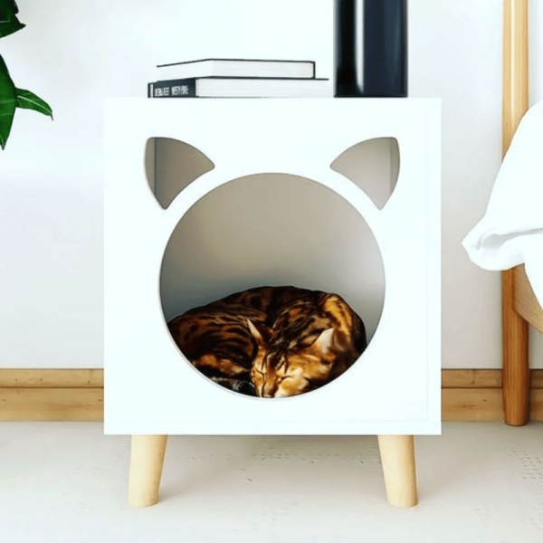 Velador Casa para Gatos  Blanco minimalista